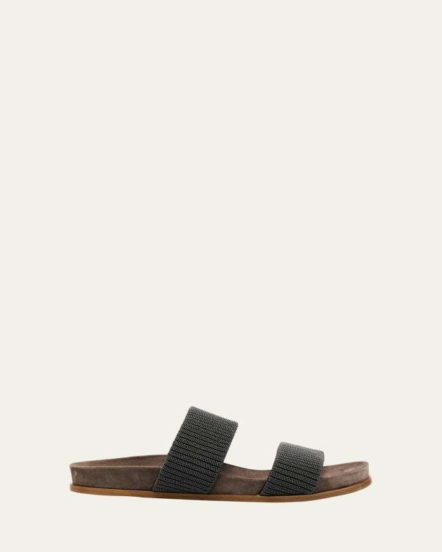 Double-Band Monili Slide Sandals